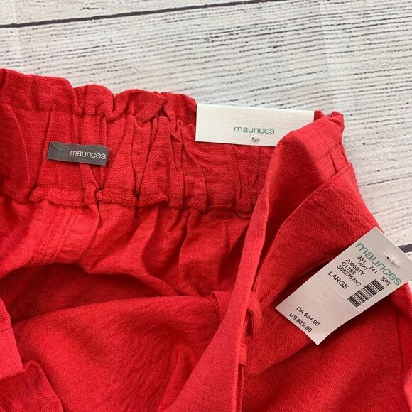 Maurices Shorts sz L 12 High Rise Tie Front 4" Inseam Coral Pull on Belt New NWT - Picture 4 of 6